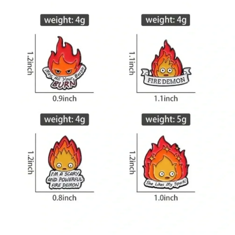 1 piece unisex multicolor flame fire sprite enamel pin brooch backpack clothes - Picture 4 of 4